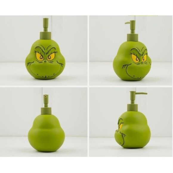 Grinch Bathroom Set Lotion Soap Dispenser and Toothbrush Holder Christmas Decor - Picture 12 of 13